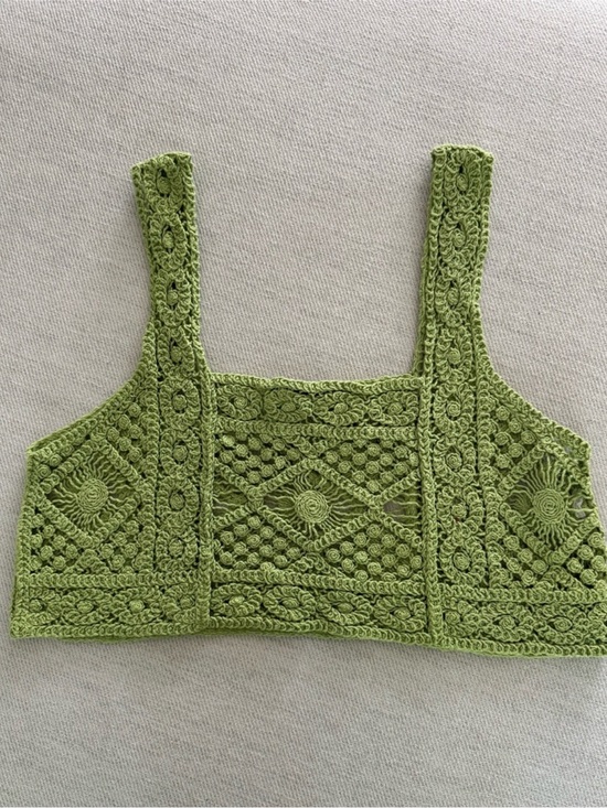 Zara Tops - Zara Olive Green Crochet Crop Tank